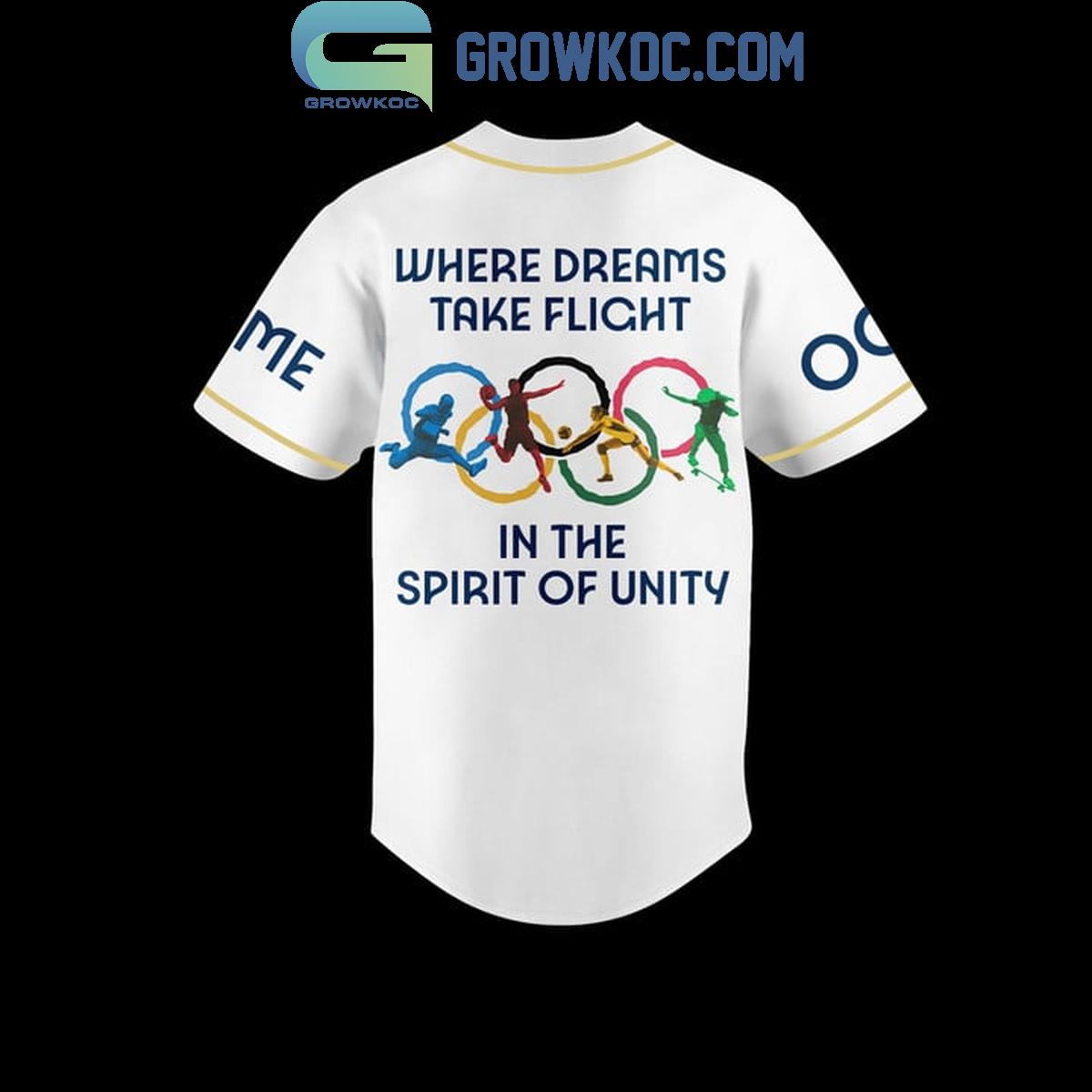Olympic Paris 2024 Where Dreams Take Flight Personalized Baseball Jersey baseball jersey product view 3