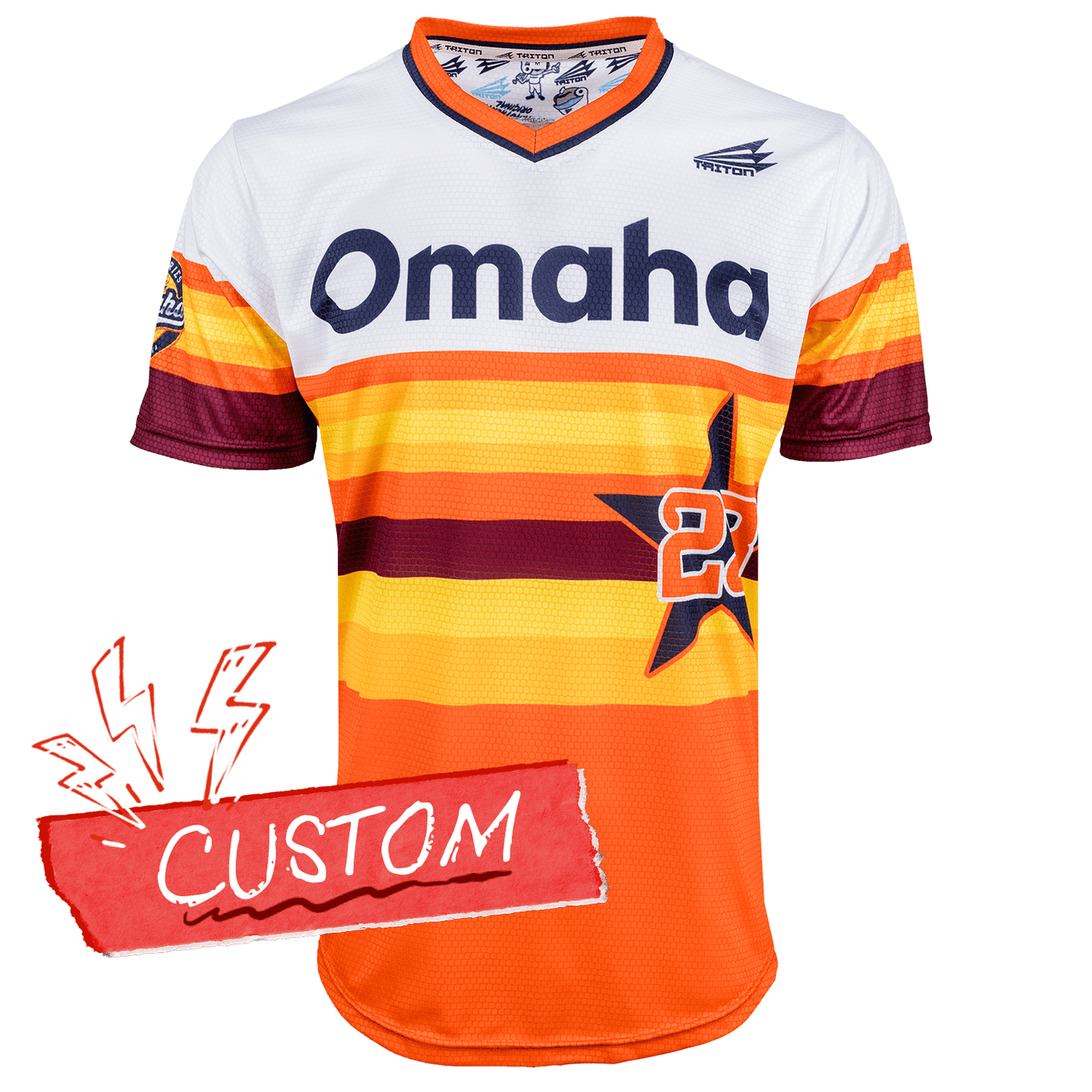 Omaha World Series Baseball Jersey *CUSTOM* (Tequila Sunrise) baseball jersey product view 1