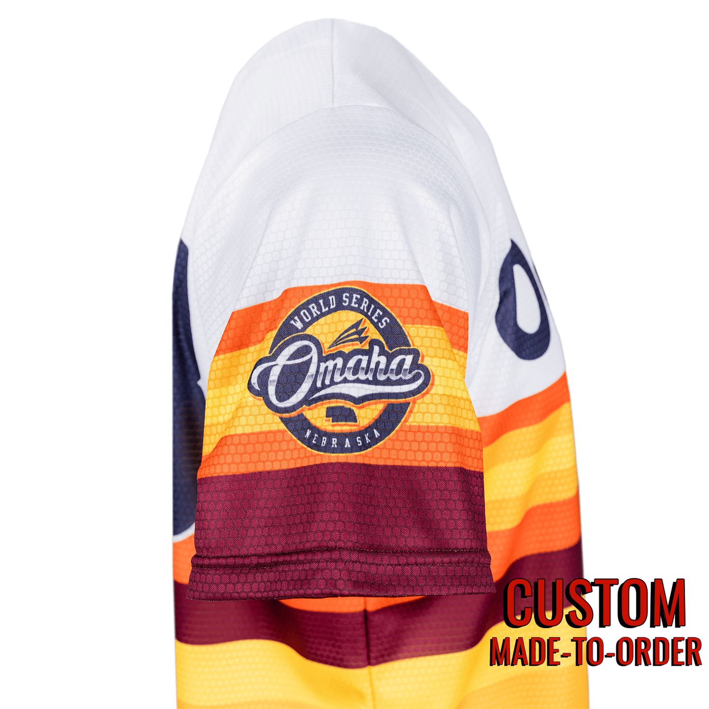 Omaha World Series Baseball Jersey *CUSTOM* (Tequila Sunrise) baseball jersey product view 3