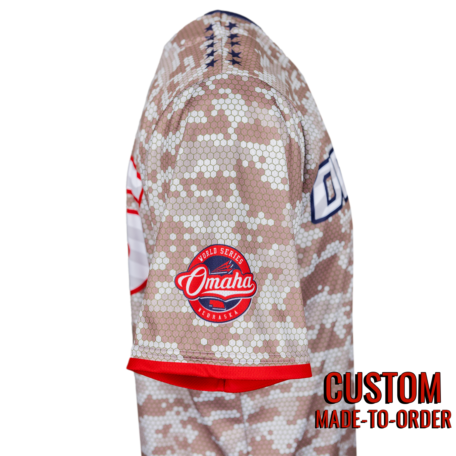 Omaha World Series Baseball Jersey *CUSTOM* (Camo) baseball jersey product view 3