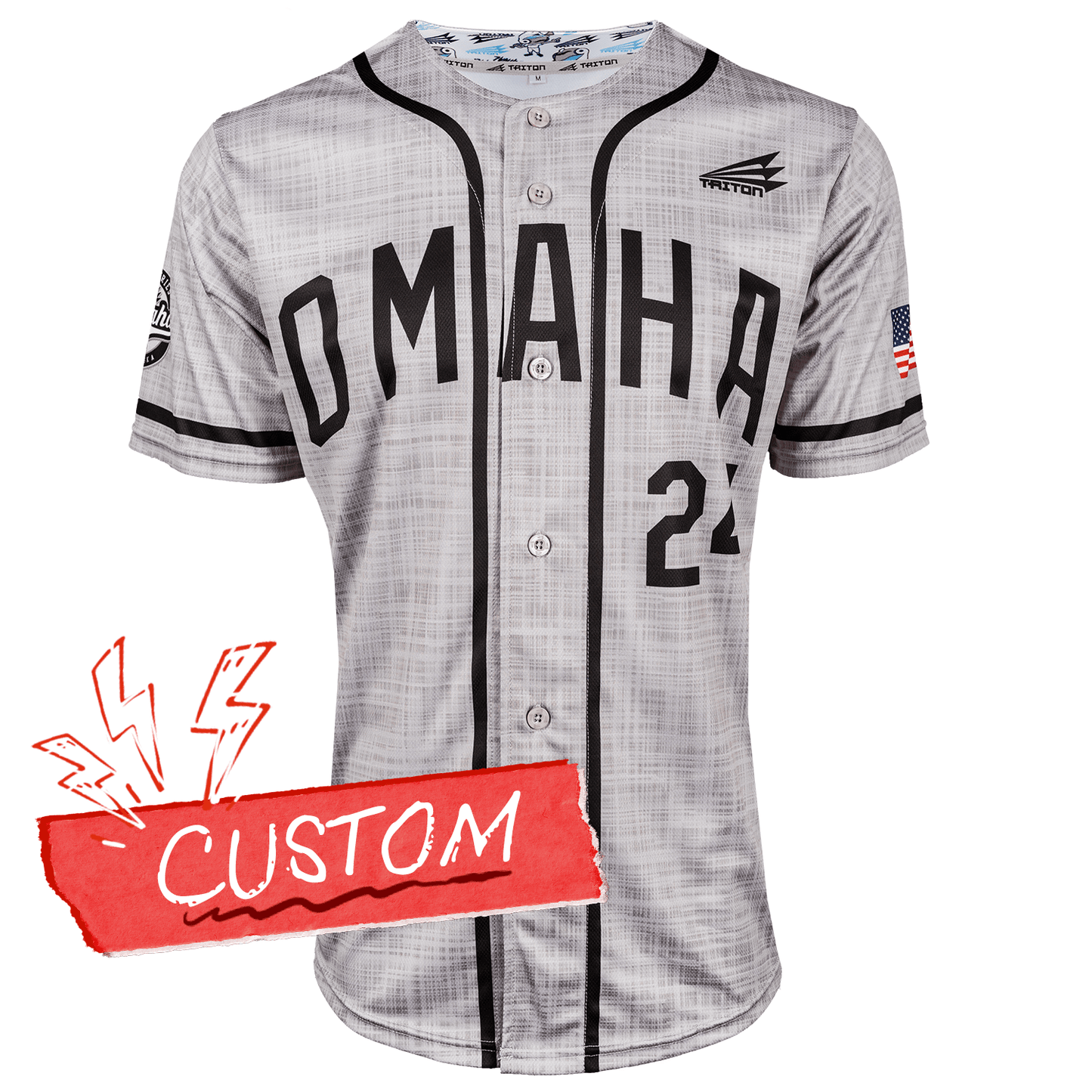 Omaha World Series Baseball Jersey *CUSTOM* (Flannel) baseball jersey product view 1