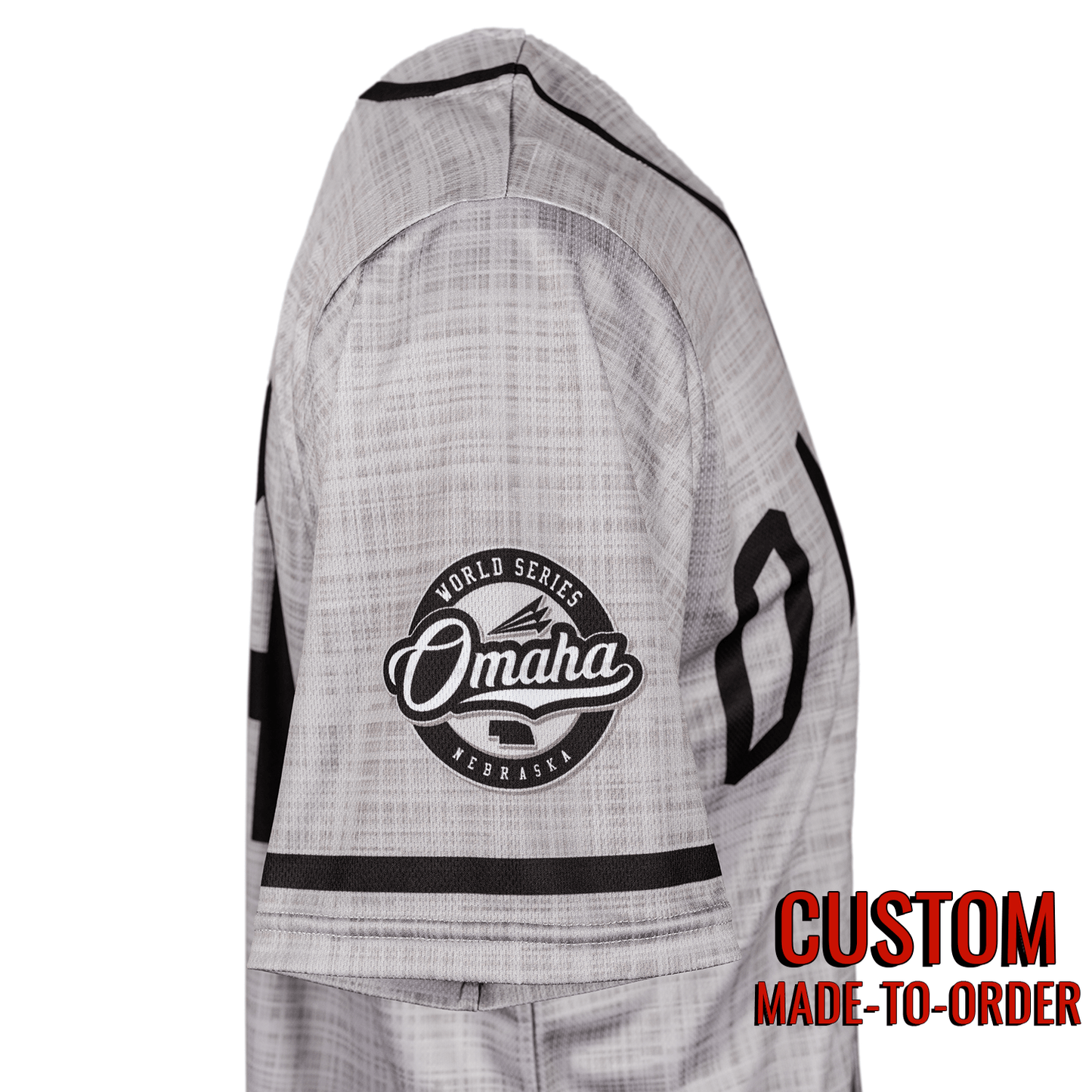 Omaha World Series Baseball Jersey *CUSTOM* (Flannel) baseball jersey product view 3