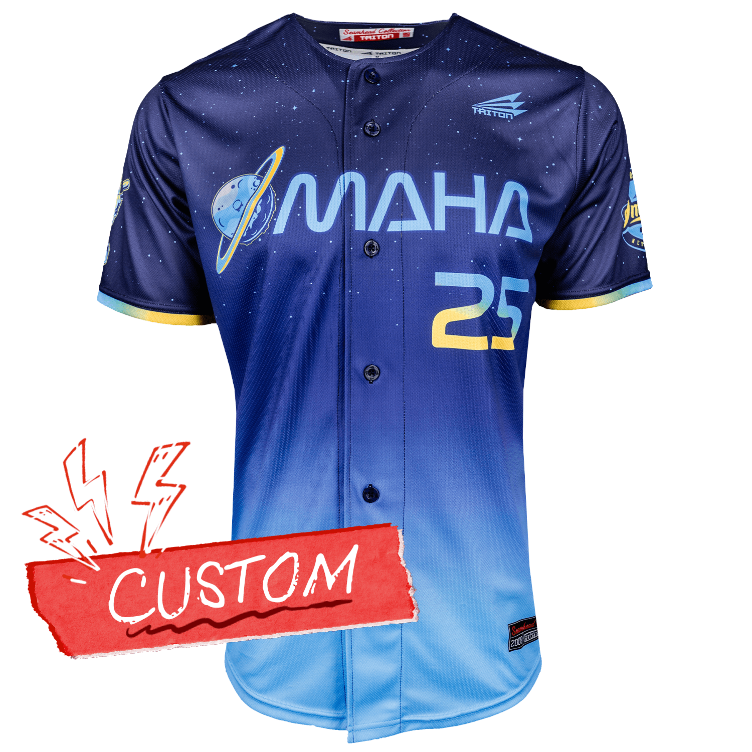 Omaha World Series Baseball Jersey *CUSTOM* (Galaxy) baseball jersey product view 1