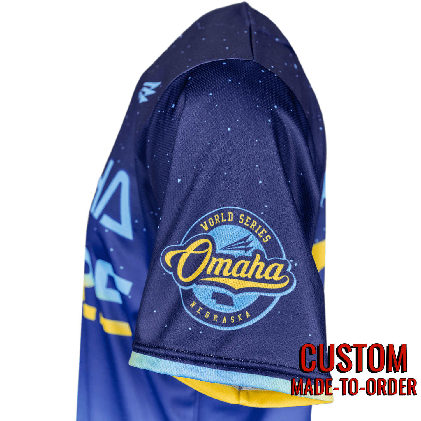 Omaha World Series Baseball Jersey *CUSTOM* (Galaxy) baseball jersey product view 3