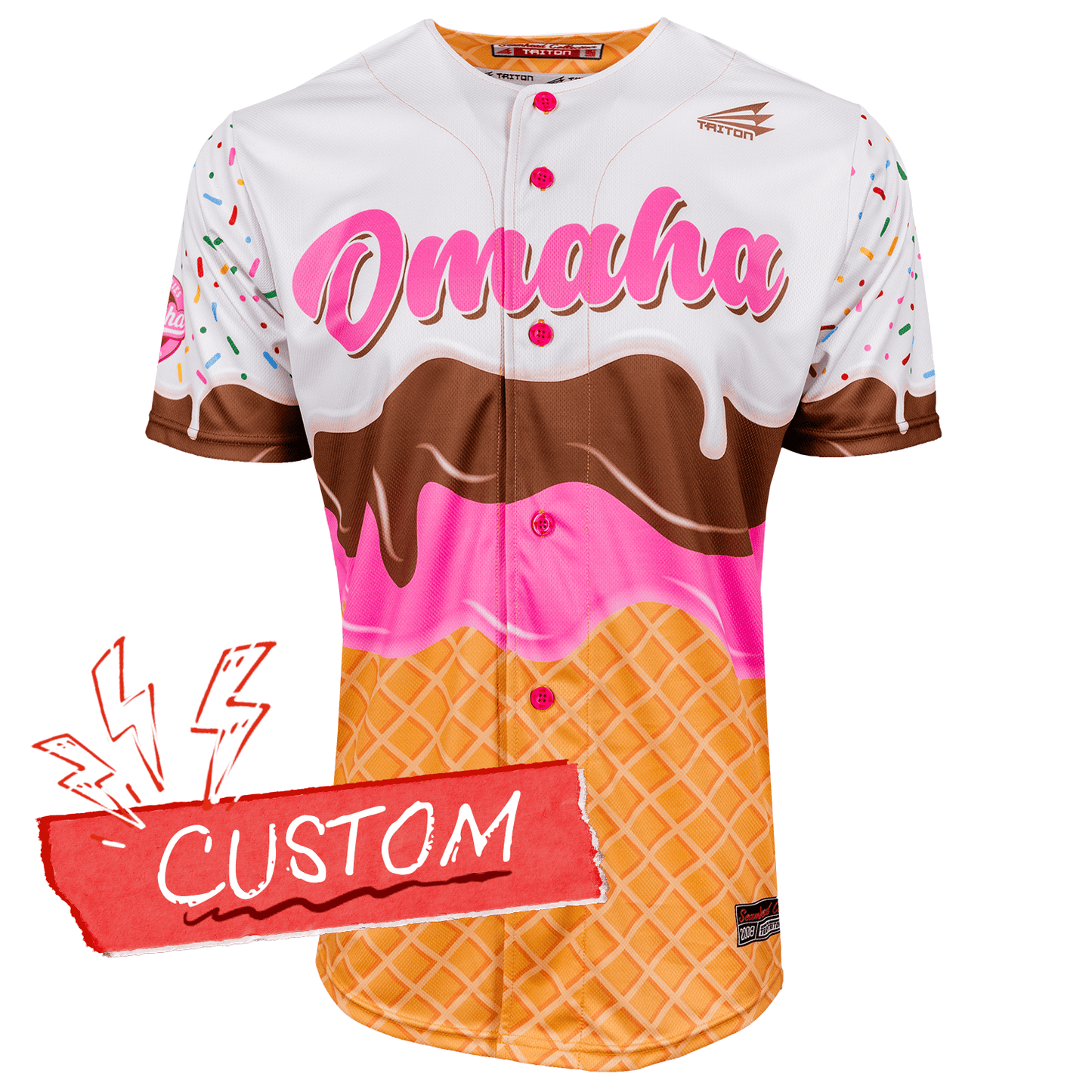 Omaha World Series Baseball Jersey *CUSTOM* (Ice Cream) baseball jersey product view 1