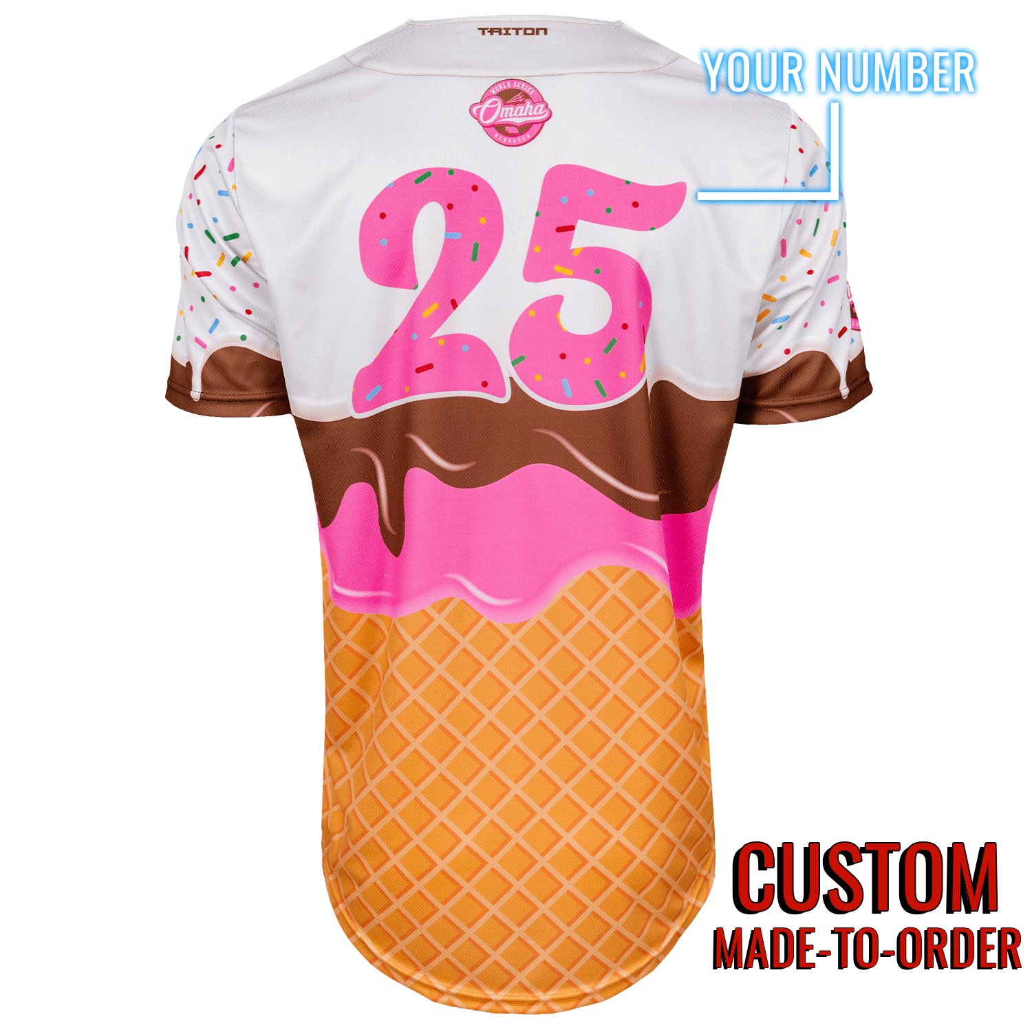 Omaha World Series Baseball Jersey *CUSTOM* (Ice Cream) baseball jersey product view 2