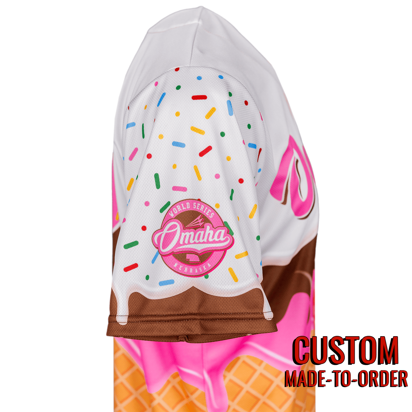 Omaha World Series Baseball Jersey *CUSTOM* (Ice Cream) baseball jersey product view 3