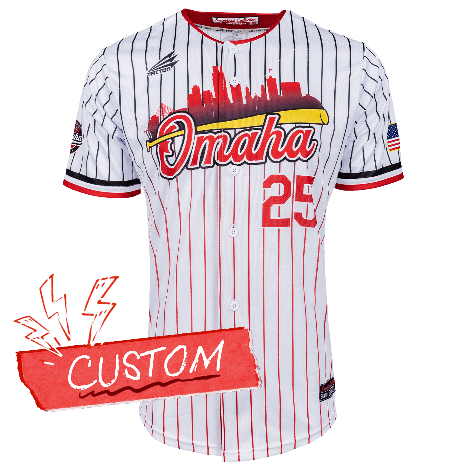 Omaha World Series Baseball Jersey *CUSTOM* (Skyline) baseball jersey product view 1