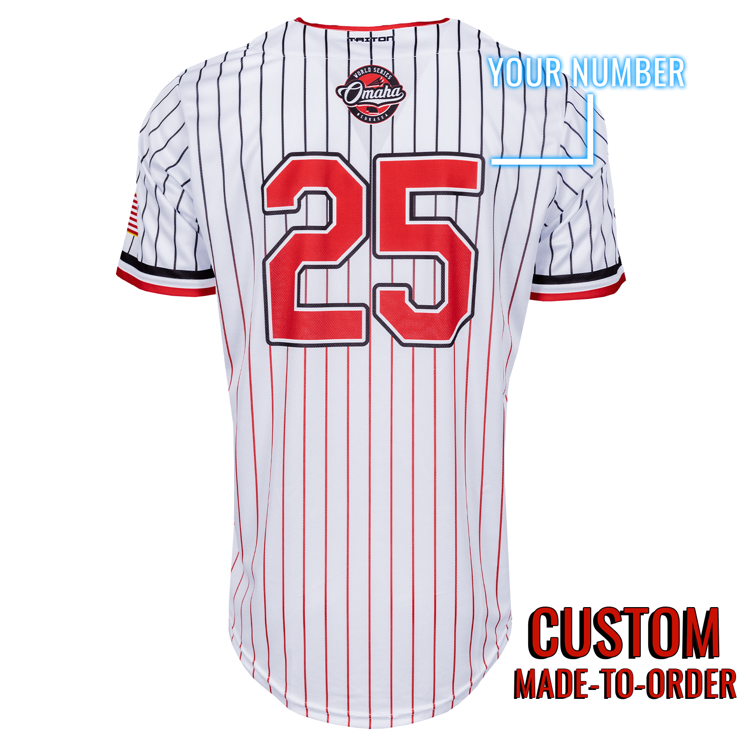 Omaha World Series Baseball Jersey *CUSTOM* (Skyline) baseball jersey product view 2