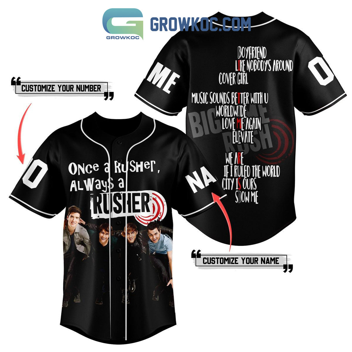 Once A Rusher Always A Rusher Personalized Baseball Jersey baseball jersey product view 1