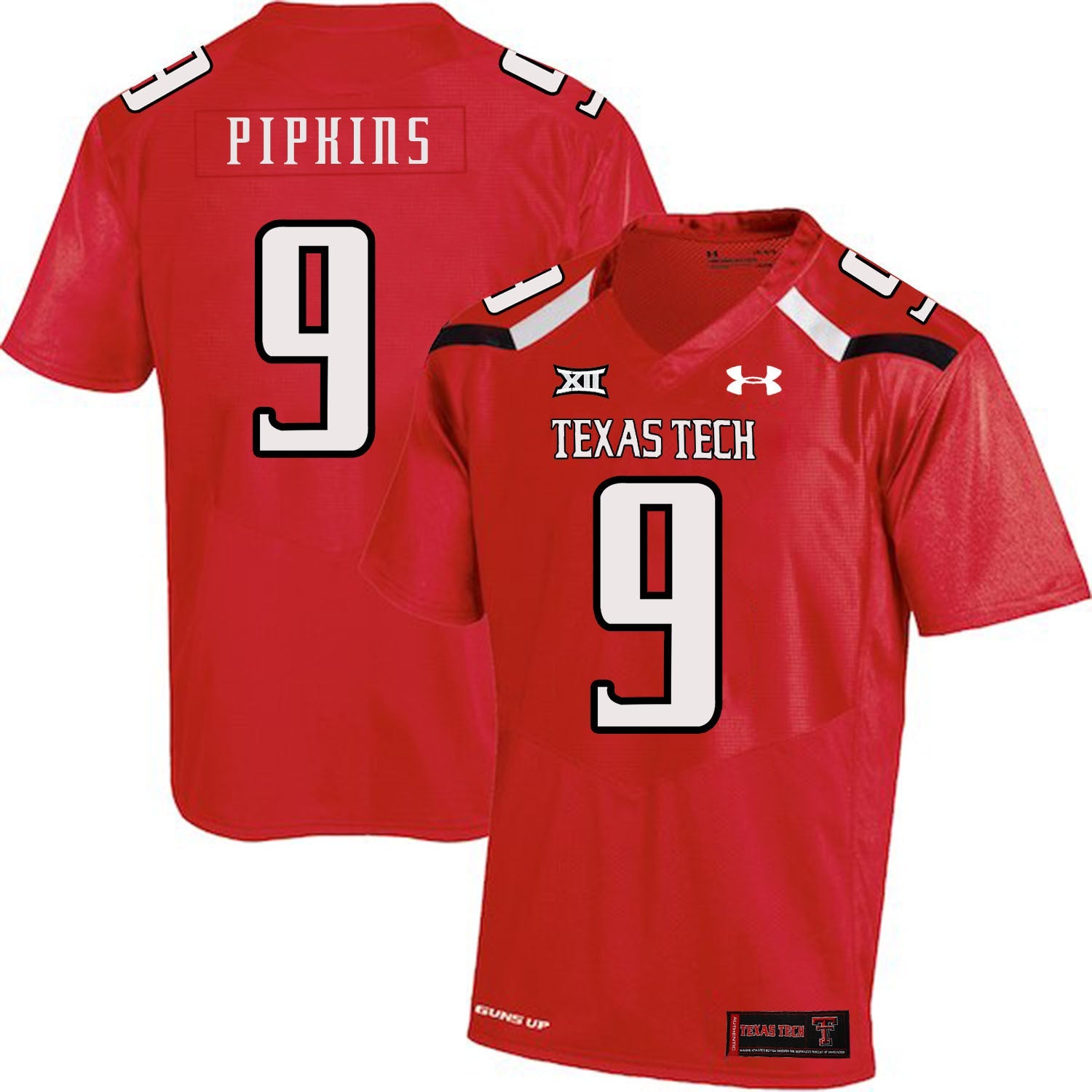 Ondre Pipkins 9 Red College Football Jersey football jersey product view 1