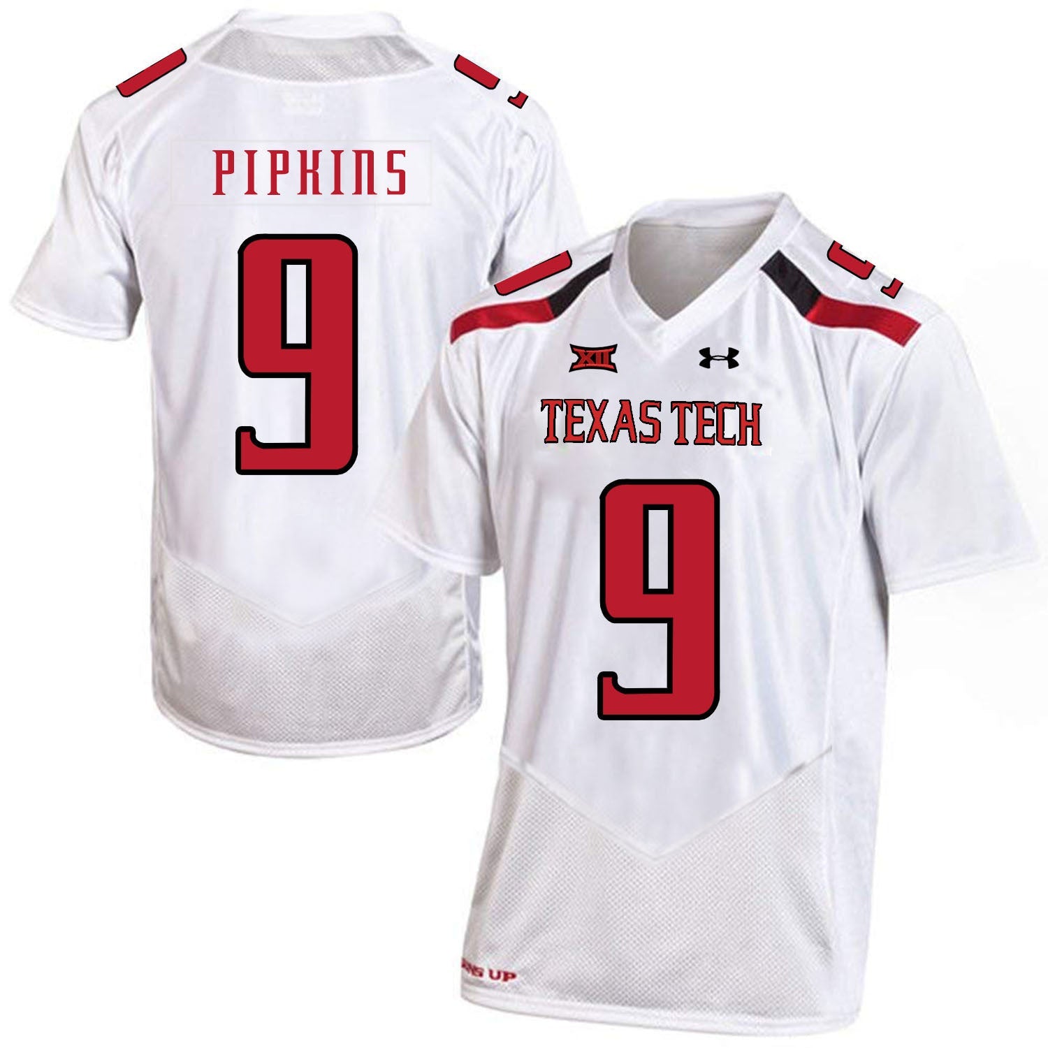 Ondre Pipkins 9 White College Football Jersey football jersey product view 1