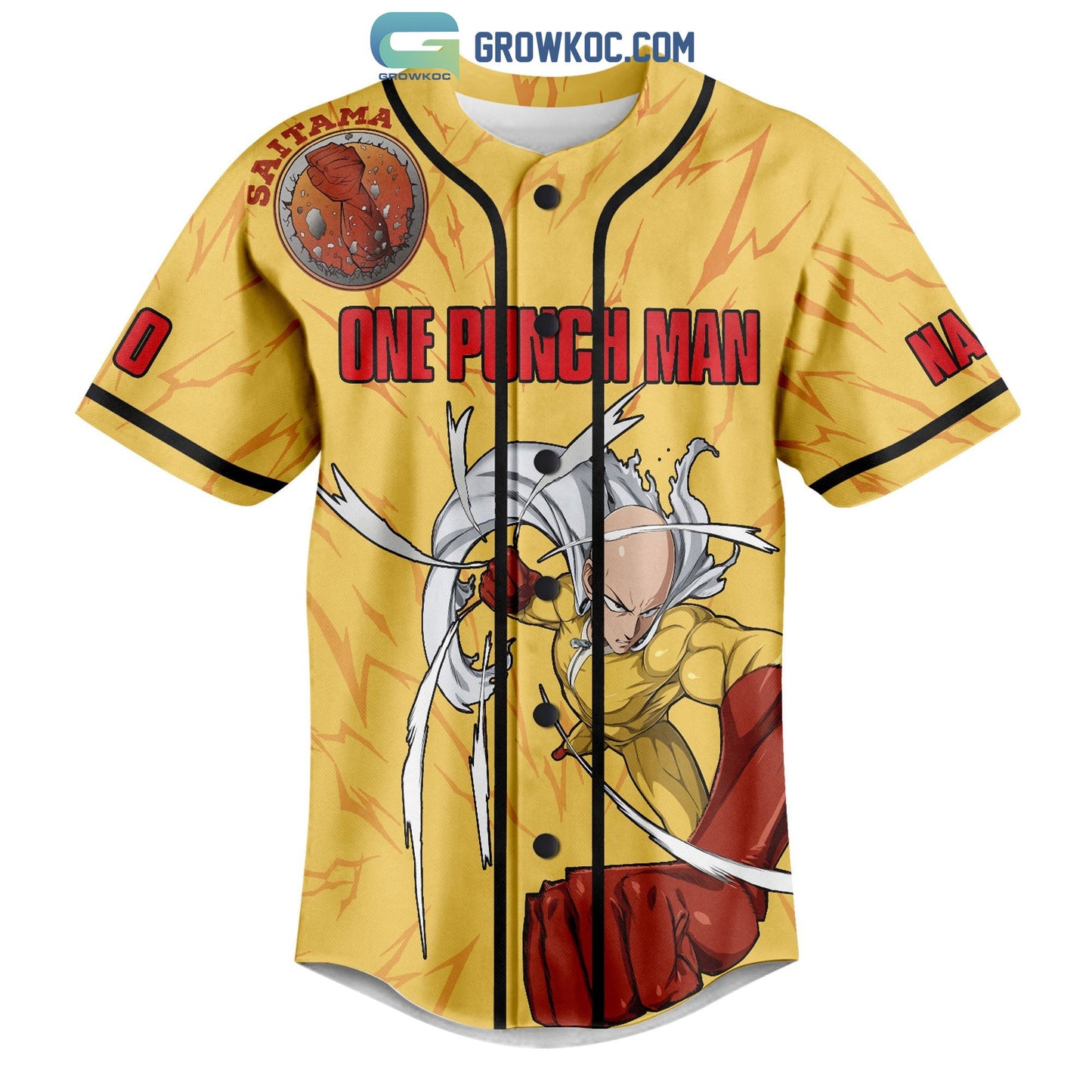 One Punch Man Saitama Personalized Baseball Jersey baseball jersey product view 2