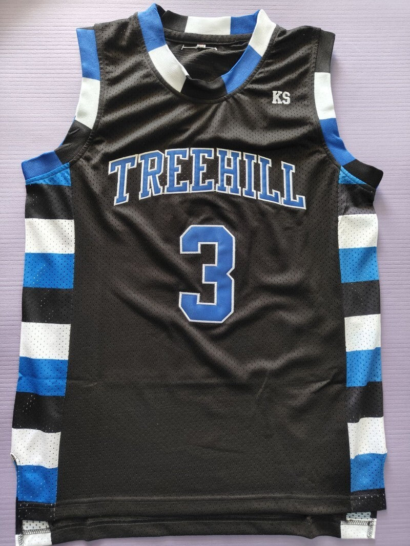 One Tree Hill Ravens #3 Lucas Scott Basketball 3 Black Embroidered Jersey Style 4 College Football Jersey football jersey product view 1