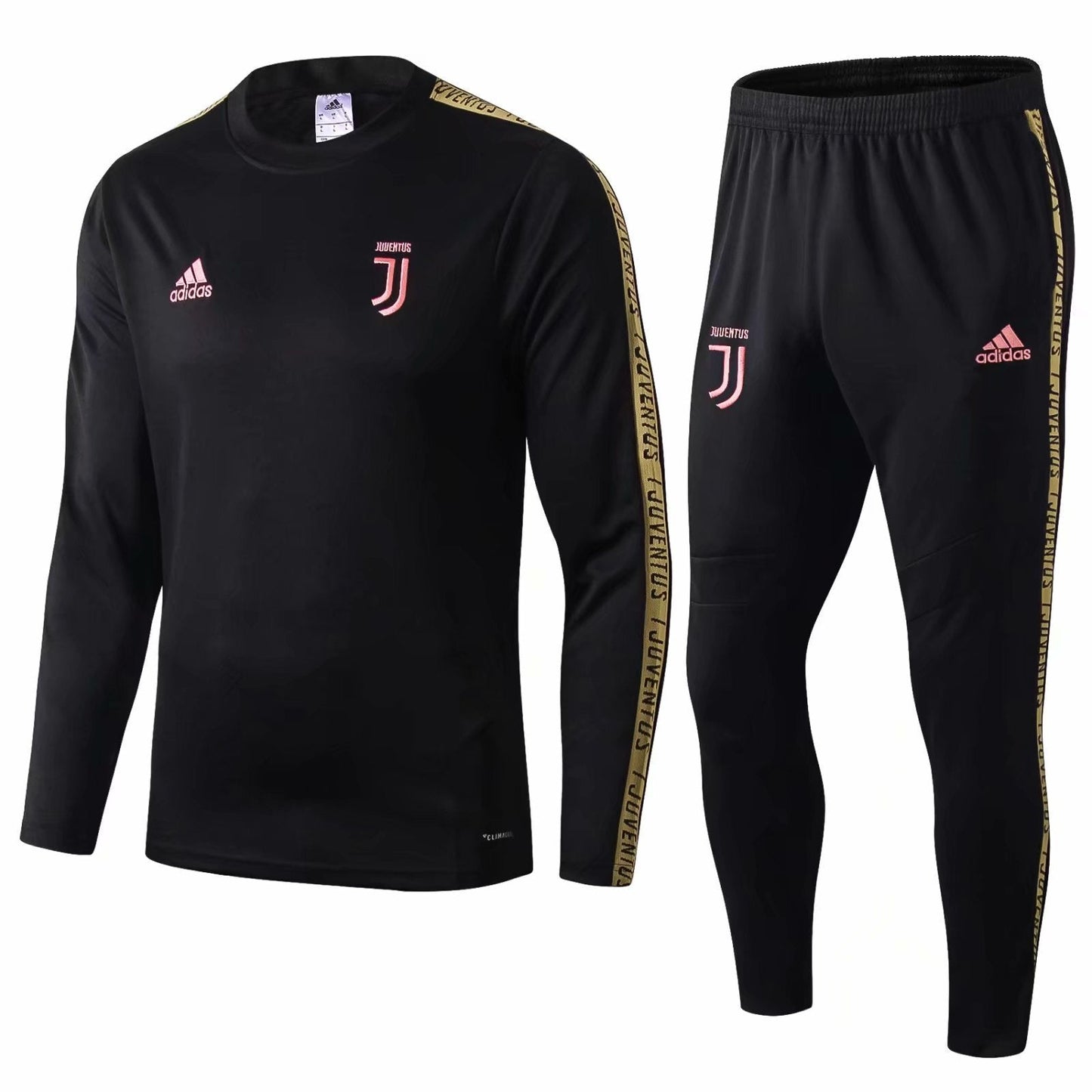 Oneck Juventus 1920 Black with Pink Logo Gold Sleeve Characeter 1 Soccer Jersey sports jersey product view 1