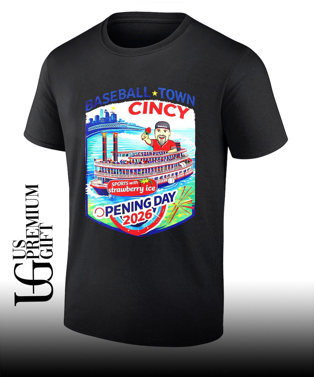 Opening Day with Strawberry Ice Baseball Town 2026 shirt Unisex T-shirt, Sweatshirt, Hoodie, Long Sleeve Tee - T-Shirt, Sweatshirt, Hoodie