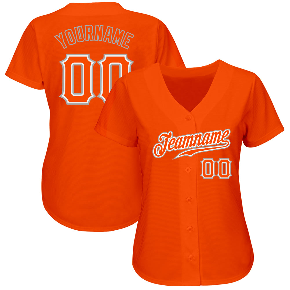 Custom Orange Orange-Gray Authentic Baseball Jersey baseball jersey product view 3