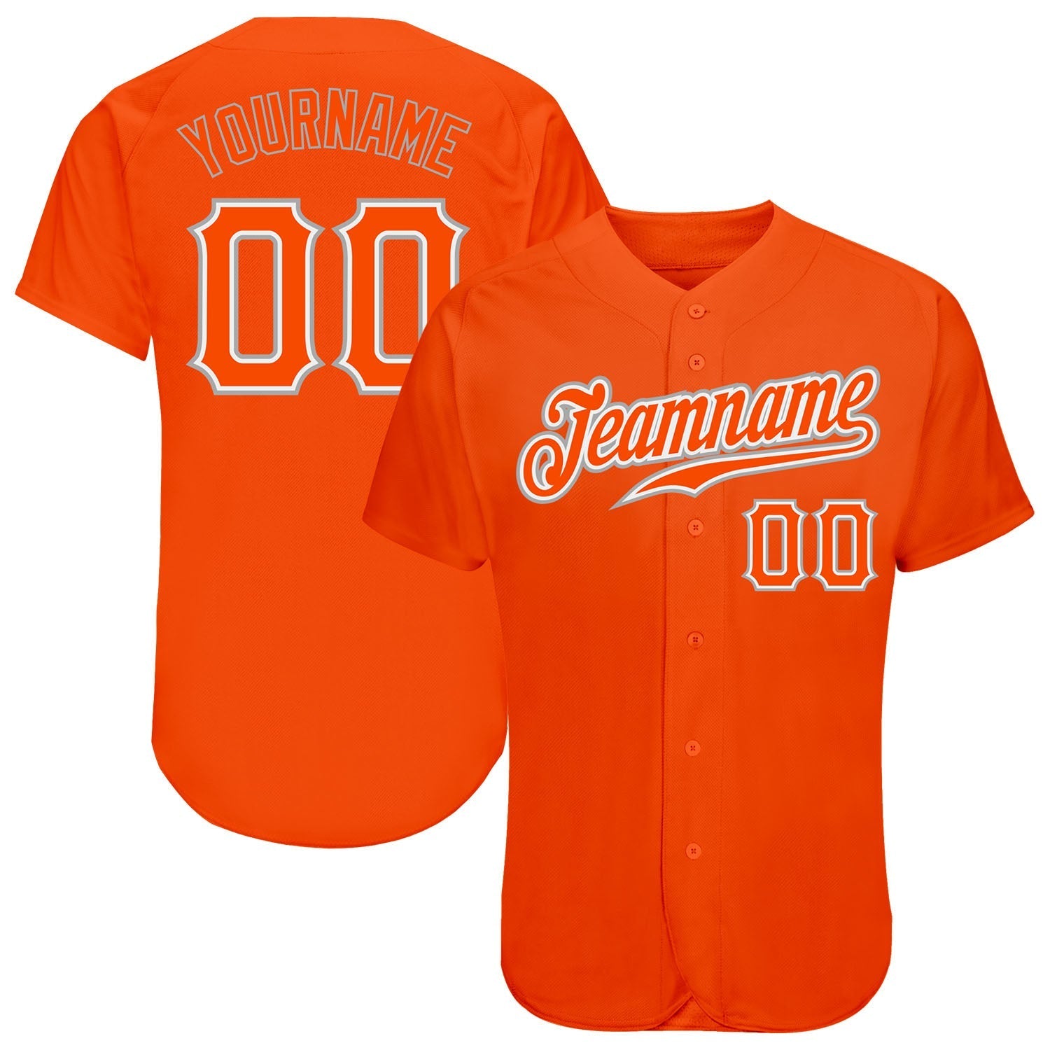 Custom Orange Orange-Gray Authentic Baseball Jersey baseball jersey product view 1