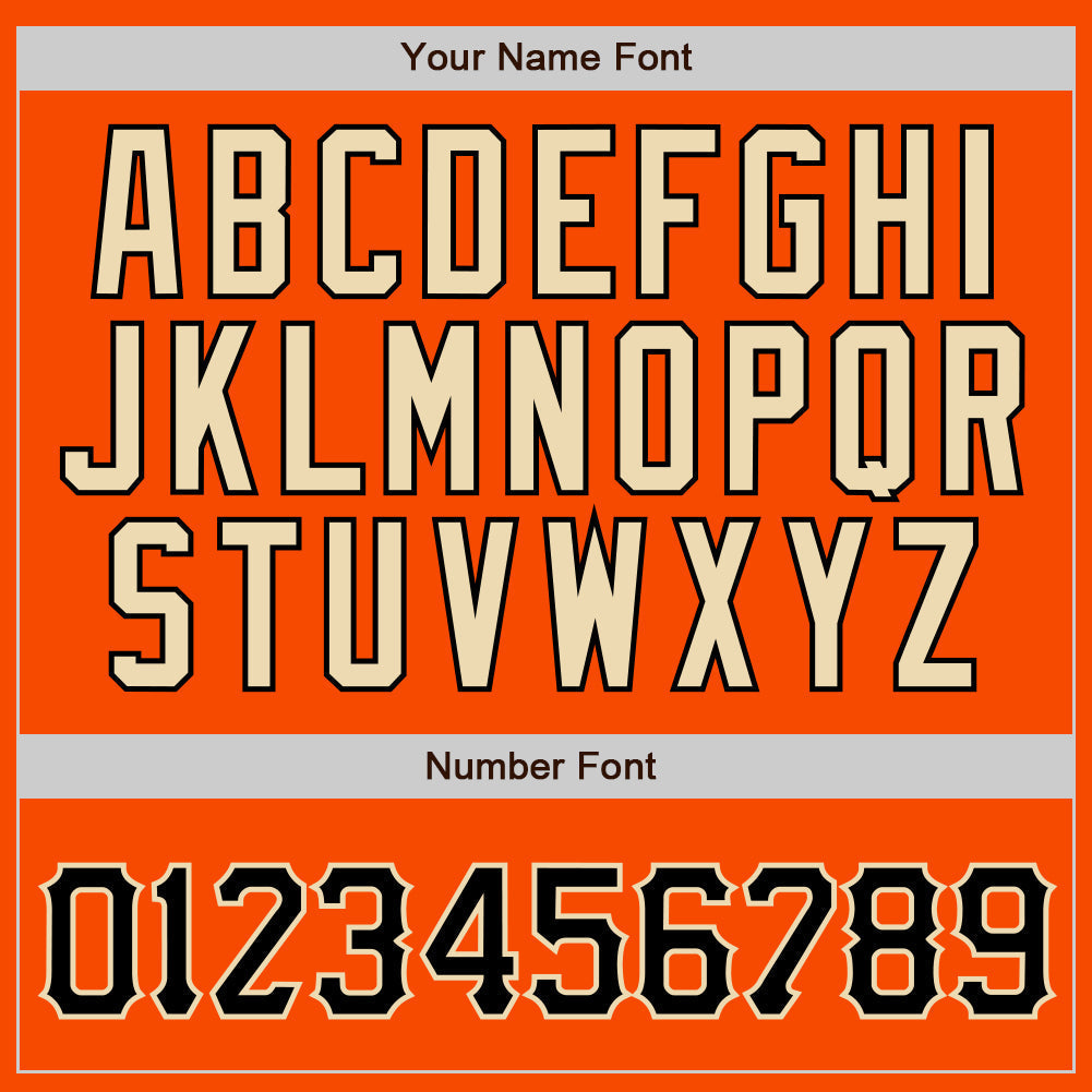 Custom Orange Black Pinstripe Black-Cream Authentic Baseball Jersey baseball jersey product view 4