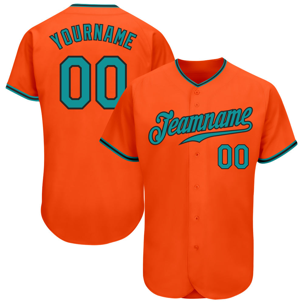 Custom Orange Teal-Black Authentic Baseball Jersey baseball jersey product view 1