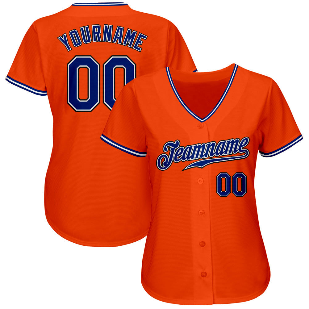Custom Orange Royal-Black Authentic Baseball Jersey baseball jersey product view 2