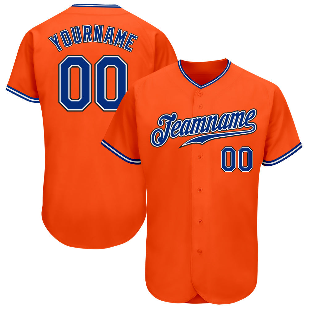 Custom Orange Royal-Black Authentic Baseball Jersey baseball jersey product view 1