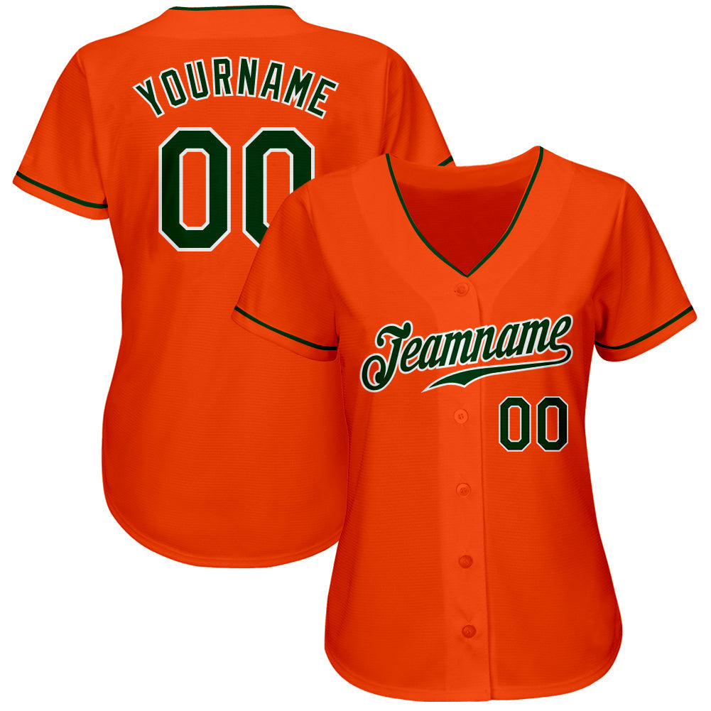 Custom Orange Green-White Authentic Baseball Jersey baseball jersey product view 2