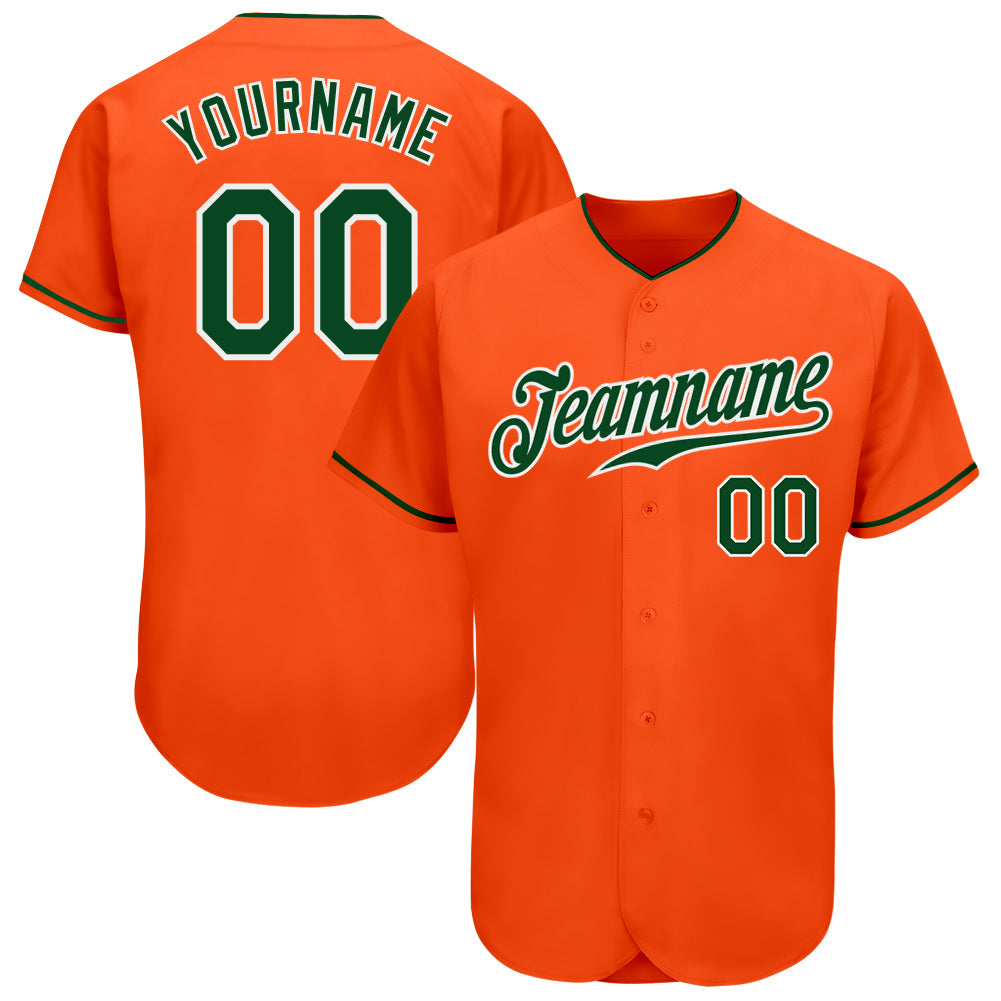 Custom Orange Green-White Authentic Baseball Jersey baseball jersey product view 1