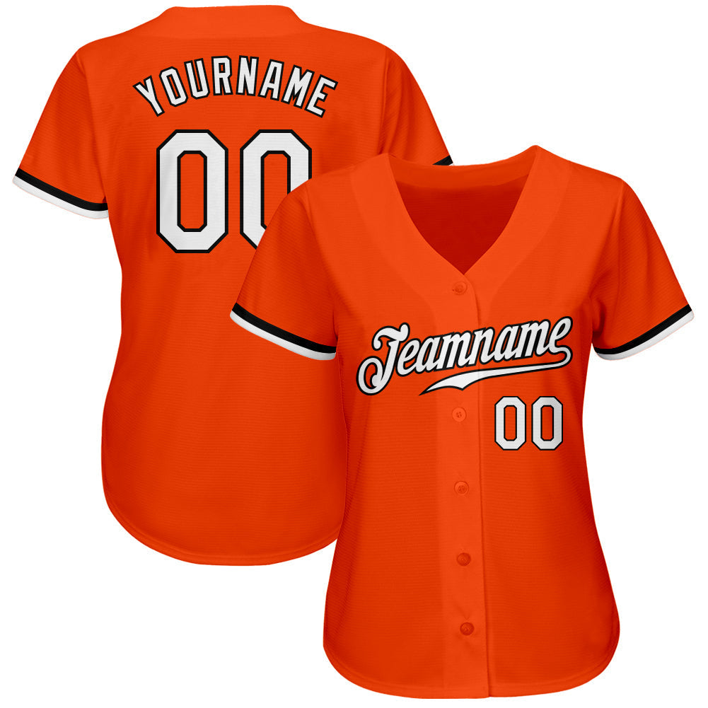 Custom Orange White-Black Authentic Baseball Jersey baseball jersey product view 2