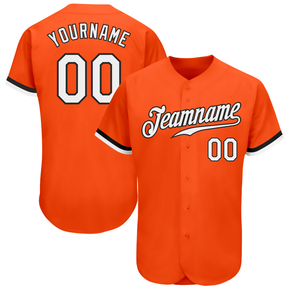 Custom Orange White-Black Authentic Baseball Jersey baseball jersey product view 1