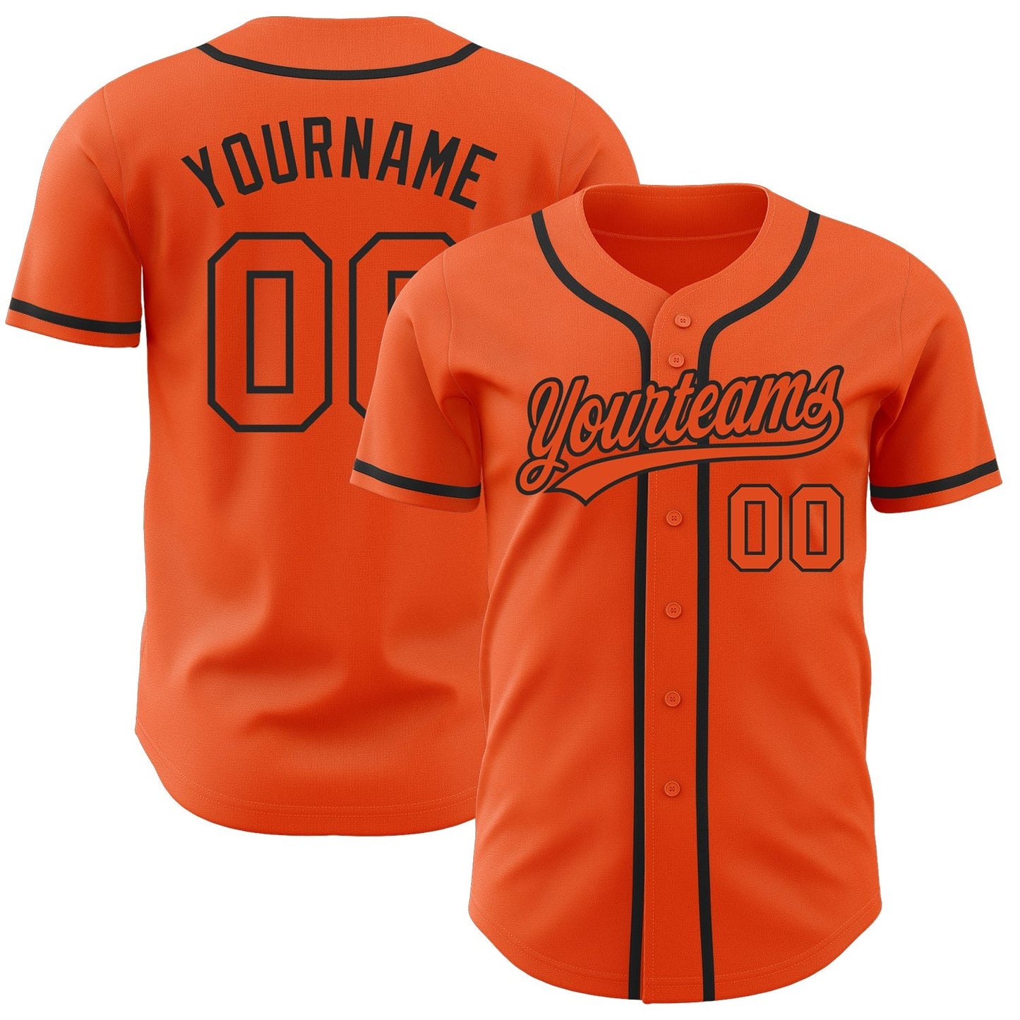 Custom Orange Orange-Black Authentic Baseball Jersey baseball jersey product view 1