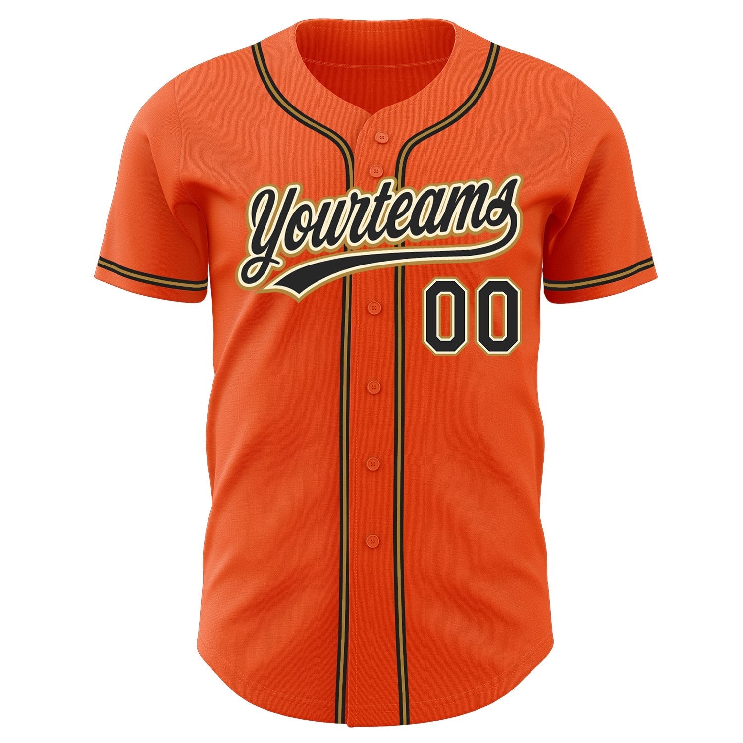 Custom Orange Black Cream-Old Gold Authentic Baseball Jersey baseball jersey product view 2