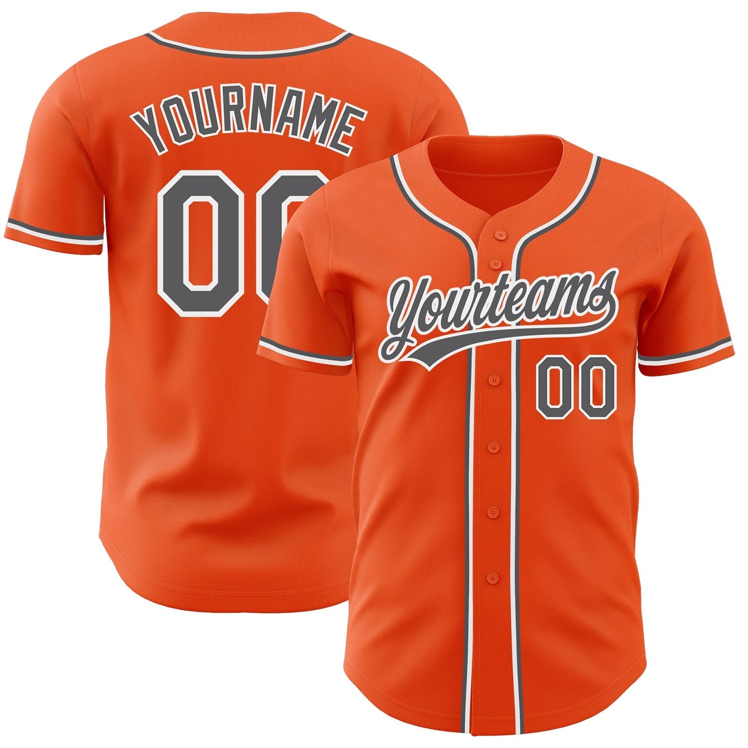 Custom Orange Steel Gray-White Authentic Baseball Jersey baseball jersey product view 1