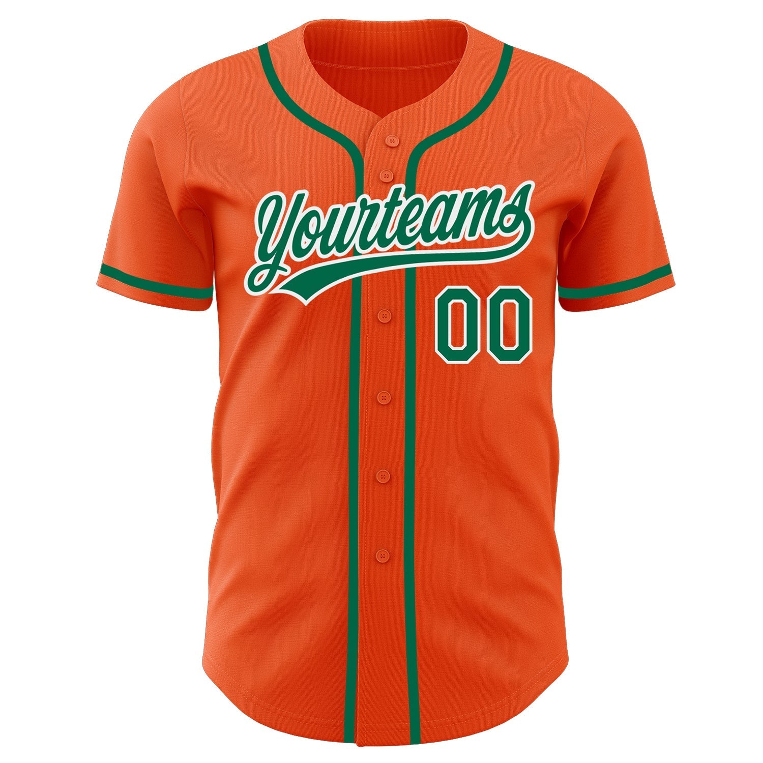 Custom Orange Kelly Green-White Authentic Baseball Jersey baseball jersey product view 2