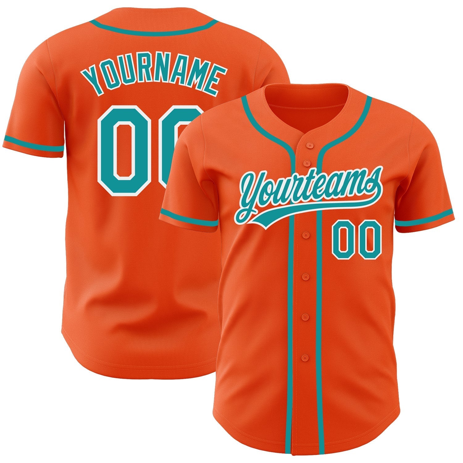 Custom Orange Teal-White Authentic Baseball Jersey baseball jersey product view 1