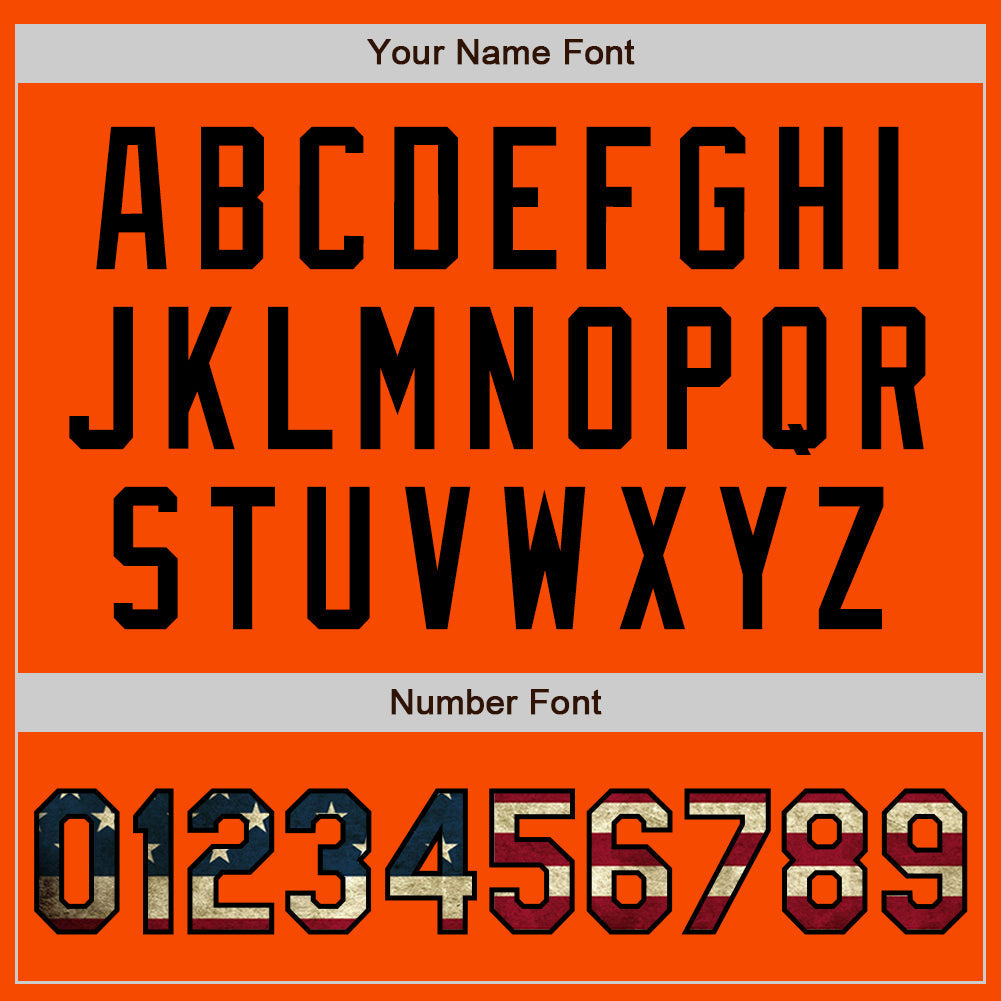 Custom Orange Vintage USA Flag-Black Authentic Baseball Jersey baseball jersey product view 5