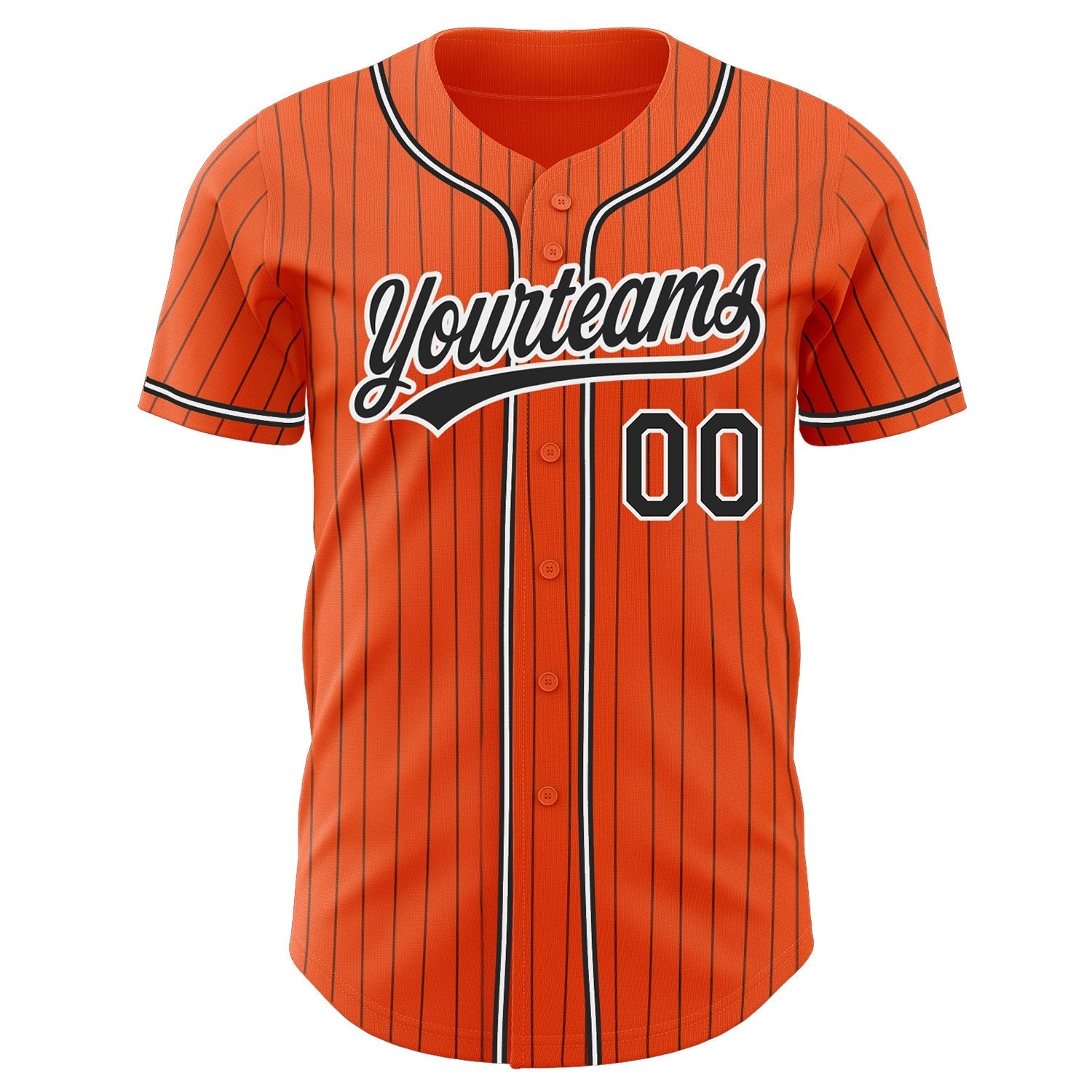 Custom Orange Black Pinstripe Black-White Authentic Baseball Jersey baseball jersey product view 2