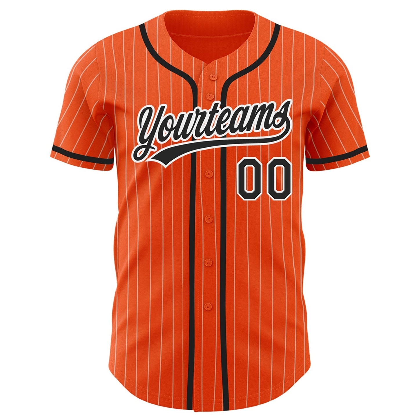 Custom Orange White Pinstripe Black Authentic Baseball Jersey baseball jersey product view 3