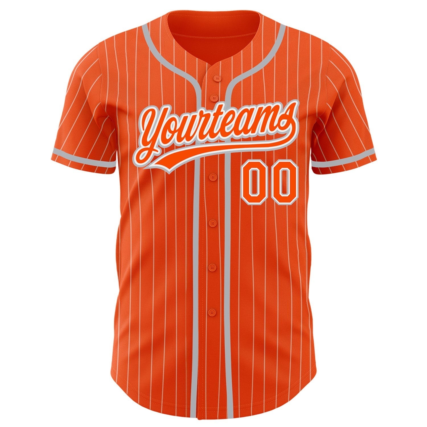 Custom Orange White Pinstripe Gray Authentic Baseball Jersey baseball jersey product view 2