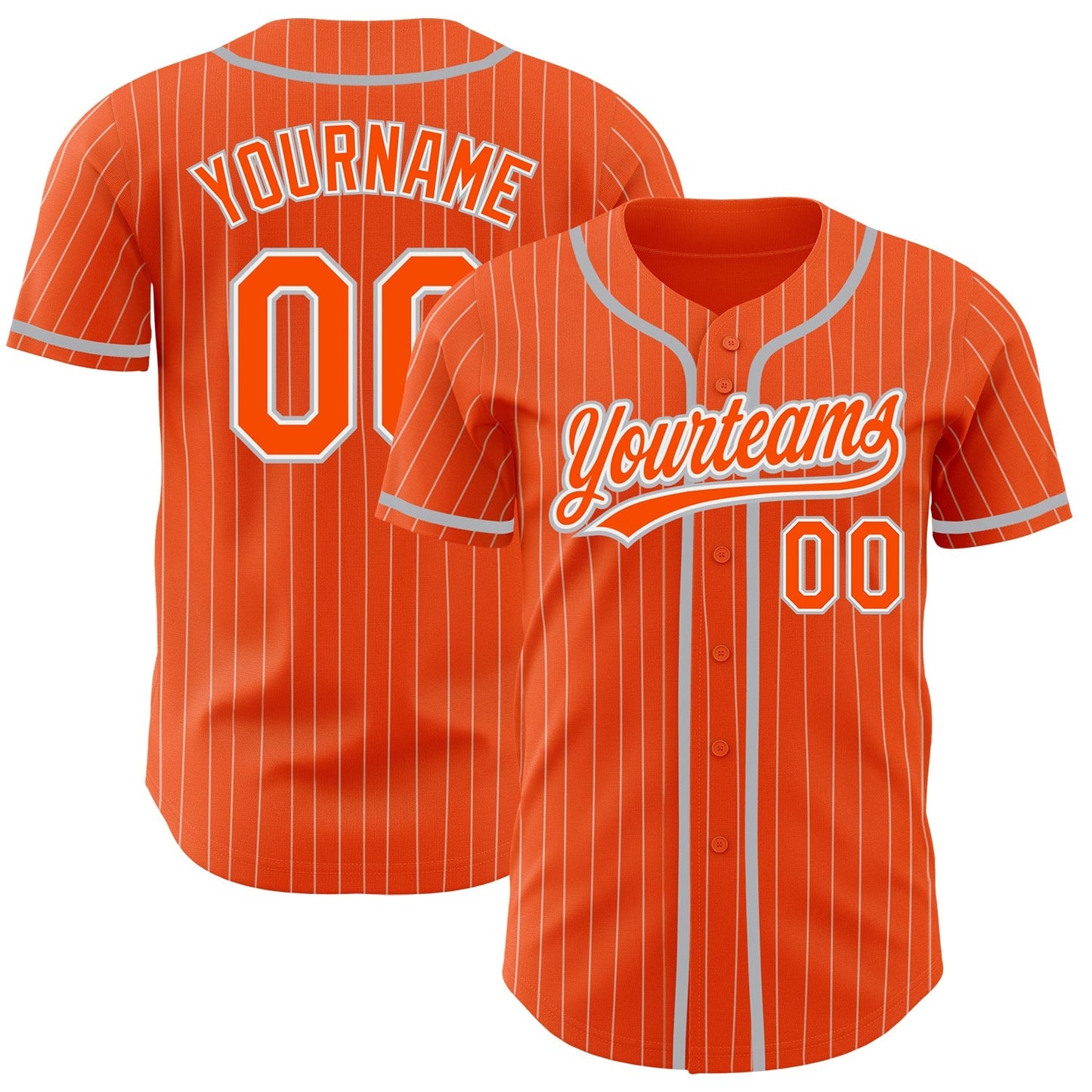 Custom Orange White Pinstripe Gray Authentic Baseball Jersey baseball jersey product view 1