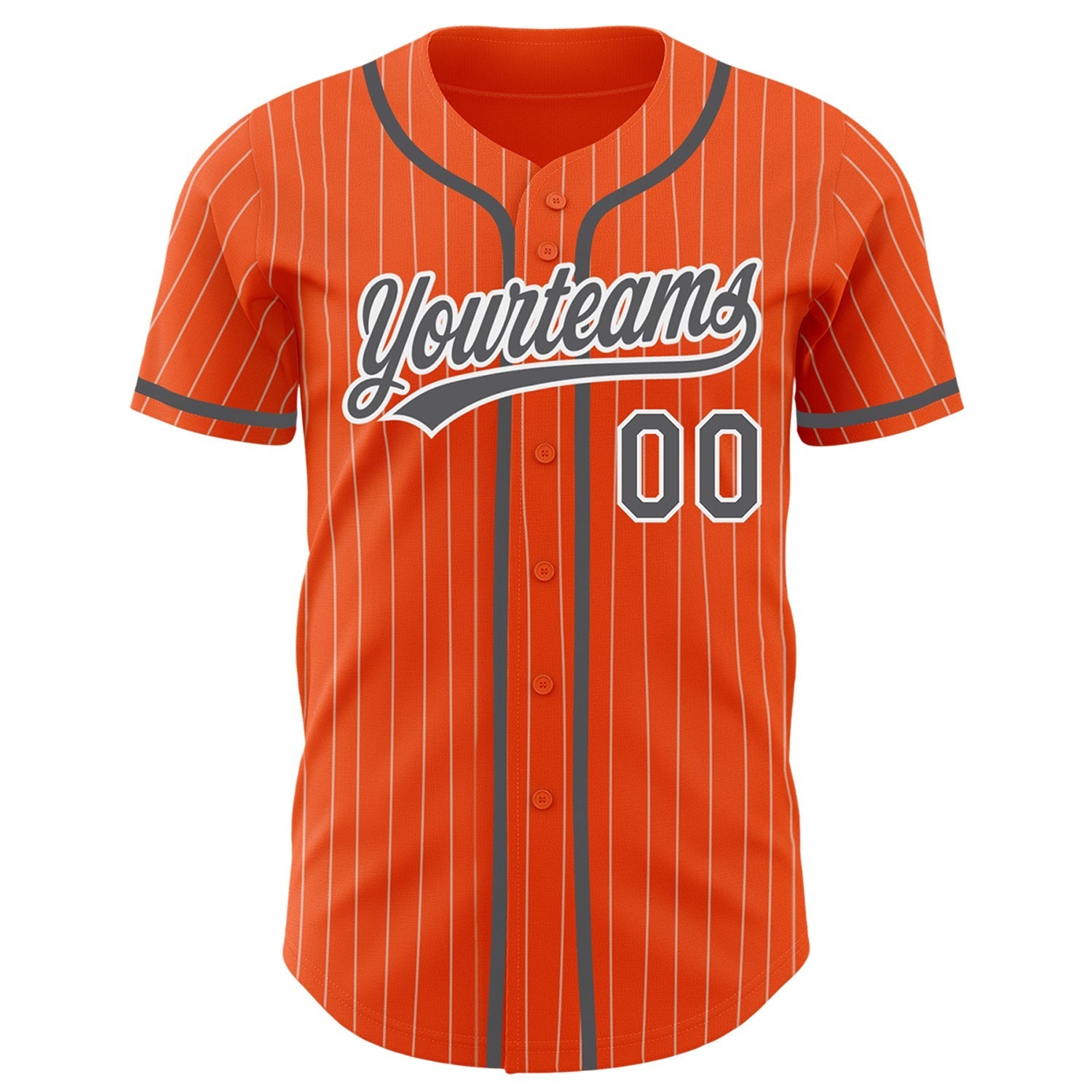 Custom Orange White Pinstripe Steel Gray Authentic Baseball Jersey baseball jersey product view 3