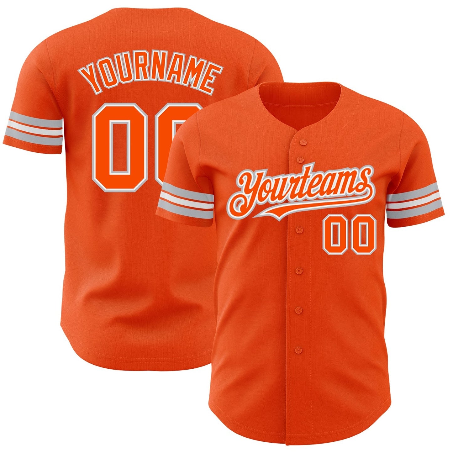 Custom Orange White-Gray Authentic Baseball Jersey baseball jersey product view 1