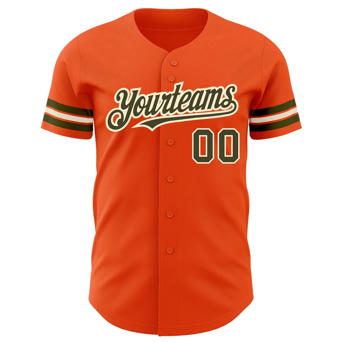 Custom Orange Olive-Cream Authentic Baseball Jersey baseball jersey product view 2