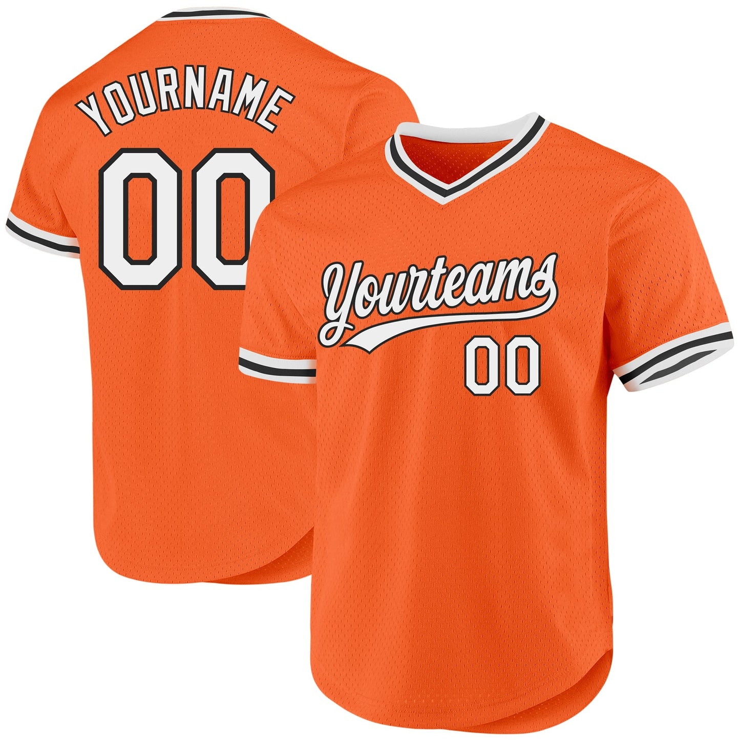 Custom Orange White-Black Authentic Throwback Baseball Jersey baseball jersey product view 1