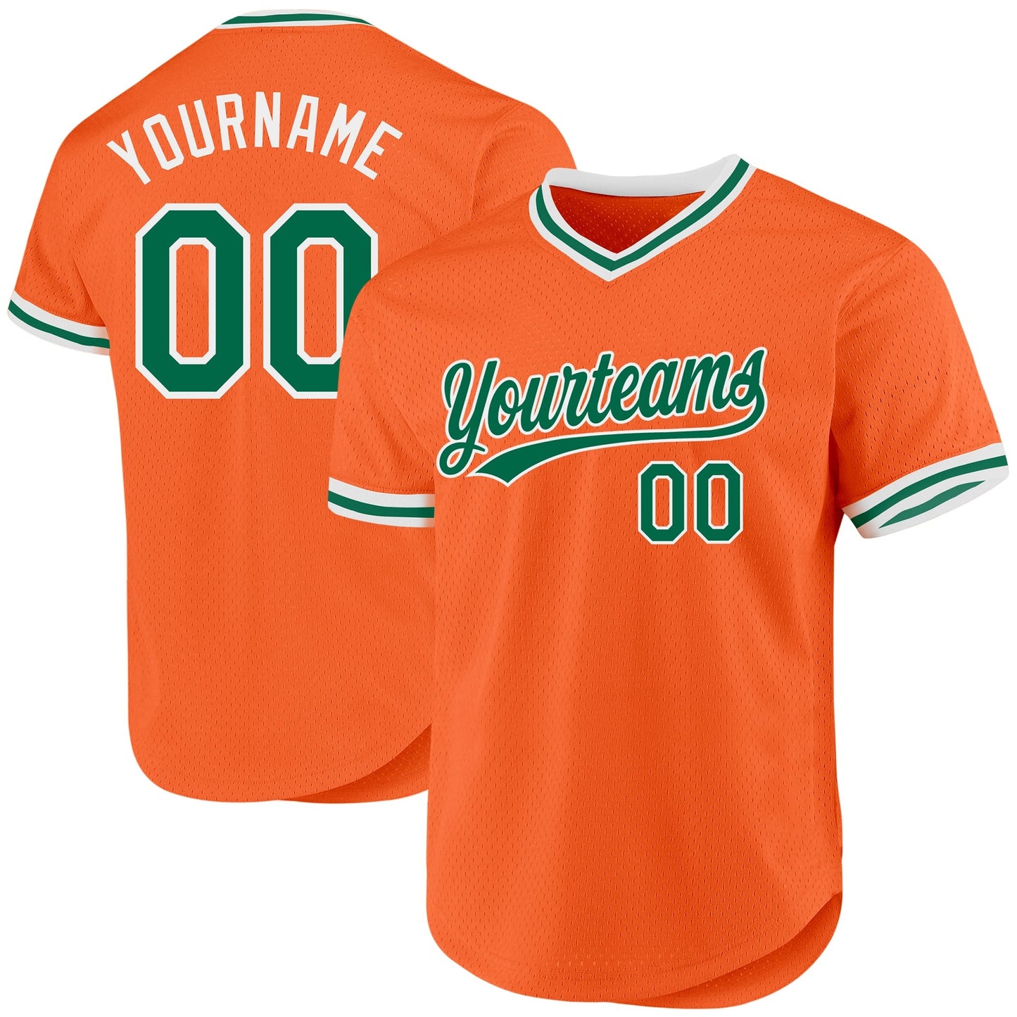Custom Orange Kelly Green-White Authentic Throwback Baseball Jersey baseball jersey product view 1