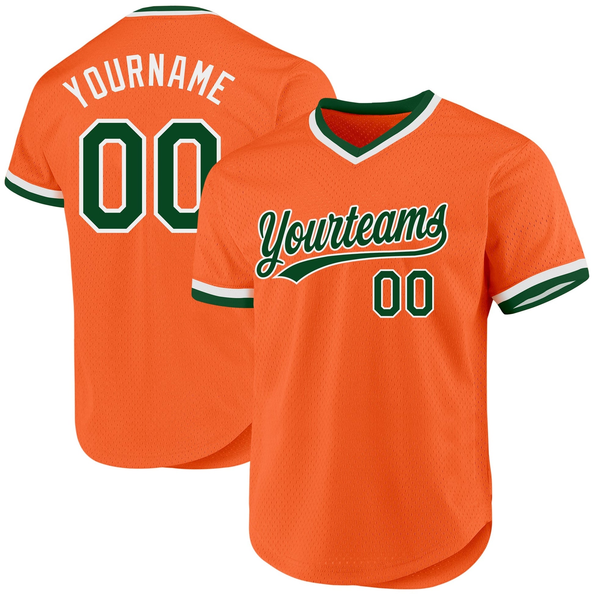 Custom Orange Green-White Authentic Throwback Baseball Jersey baseball jersey product view 1