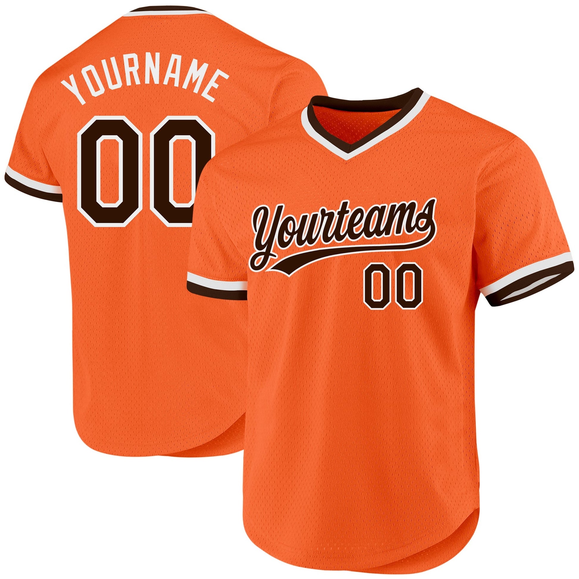 Custom Orange Brown-White Authentic Throwback Baseball Jersey baseball jersey product view 1