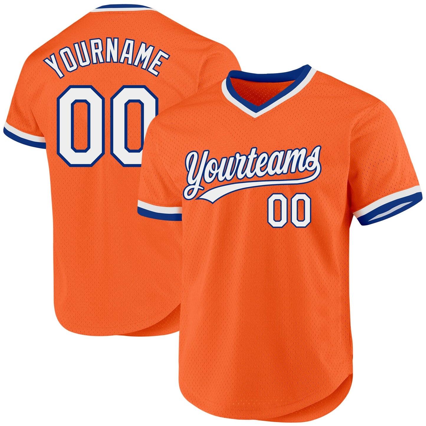 Custom Orange White-Royal Authentic Throwback Baseball Jersey baseball jersey product view 1