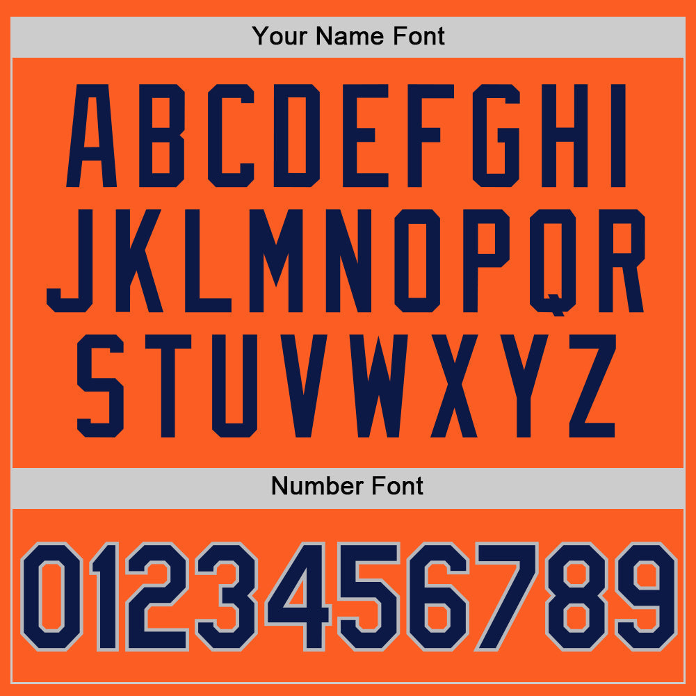 Custom Orange Navy-Gray Authentic Throwback Baseball Jersey baseball jersey product view 5