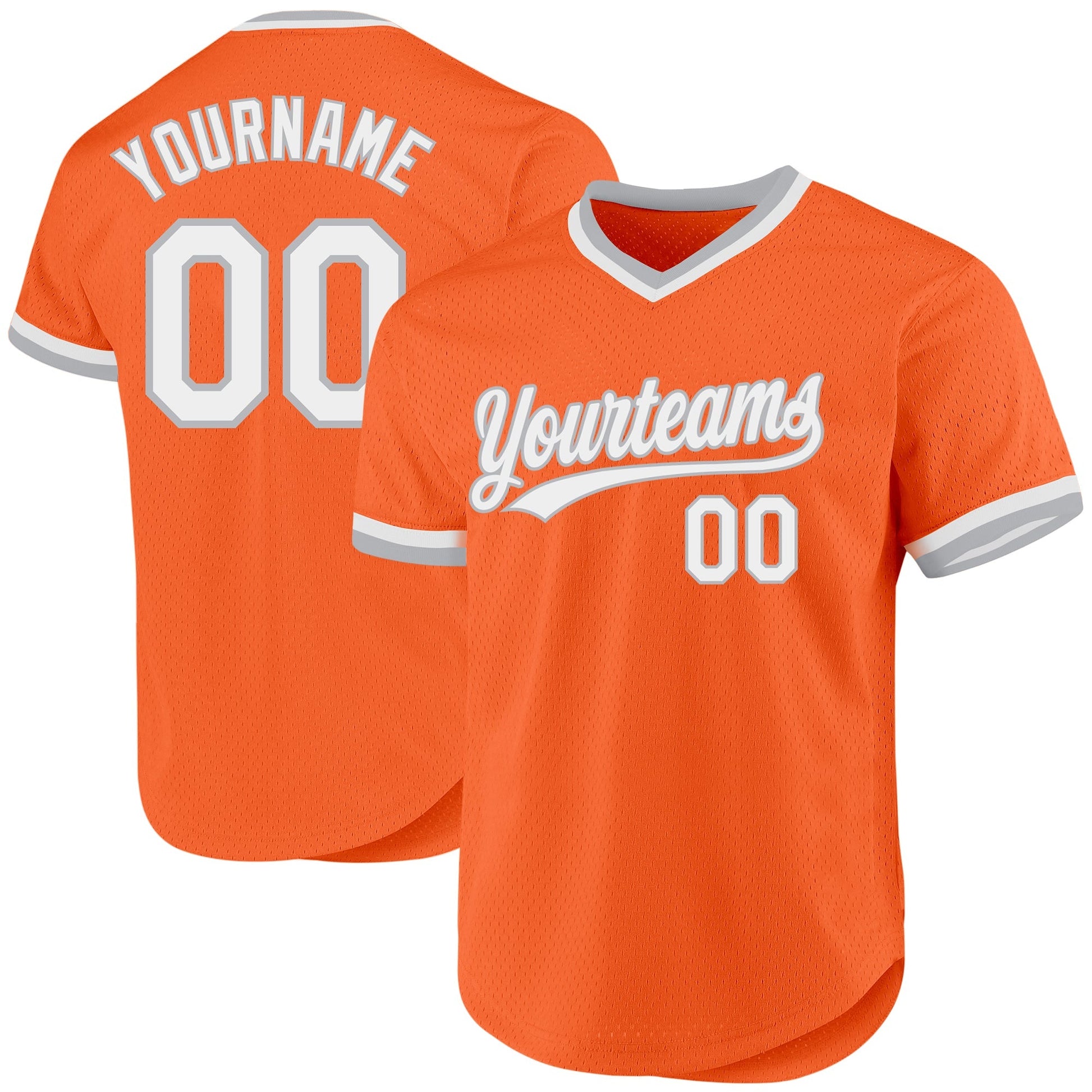 Custom Orange White-Gray Authentic Throwback Baseball Jersey baseball jersey product view 1
